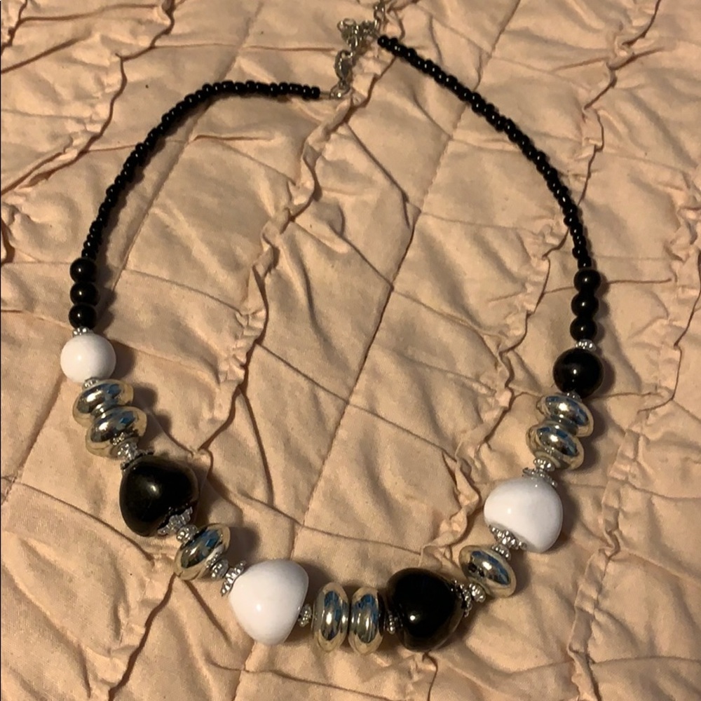 Black and white beaded necklace
